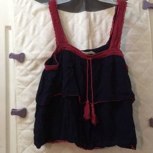 Large, Blue tank top / Pink trim.